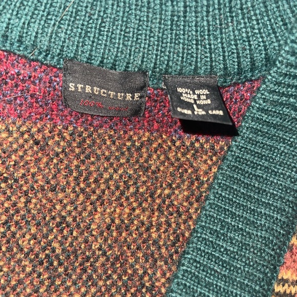 Vintage STRUCTURE L men’s 100% wool cardigan /sweater - Picture 4 of 10